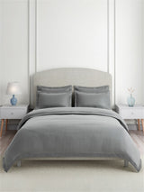 Cotton Charm 100% Cotton 400 TC King Bedsheet with 4 Pillow Covers | Grey Dyed Solid Bedsheet Set