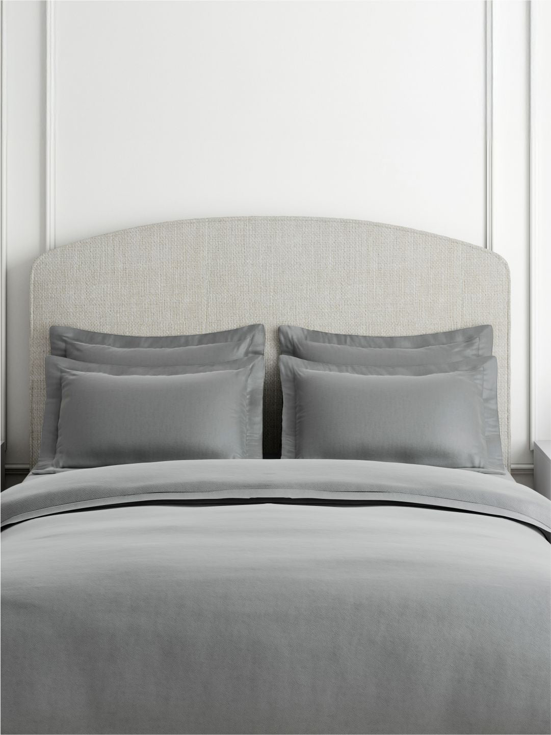 Cotton Charm 100% Cotton 400 TC King Bedsheet with 4 Pillow Covers | Grey Dyed Solid Bedsheet Set