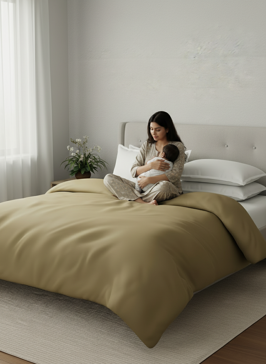 100% Cotton Double Comforter, 600 TC Solid Dyed Wild Mushroom (Dark Grey), For Mild Winter, All Season - Luxe Loom