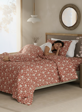 Cottage Garden 100% Cotton 300 TC Single Bedsheet with 1 Pillow Cover - Brown & White Floral