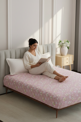 100% Cotton King Bedsheet Set, 152 TC Pink Floral, Embrace