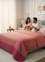 100% Cotton 300 TC Pink Digital Ethnic Print King Bedsheet with 2 Pillow Covers - Gardenia Augusta