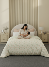 Reversible Double Comforter 100% Cotton 300 TC —  Pink & Green Floral Design | Cottage Garden Collection, Cozy Winter Bedding